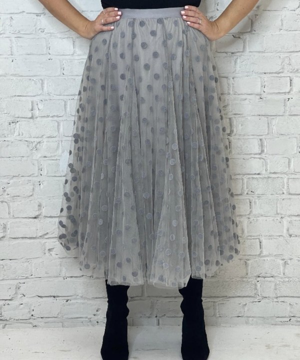 Grey Polka Dot Tulle Skirt